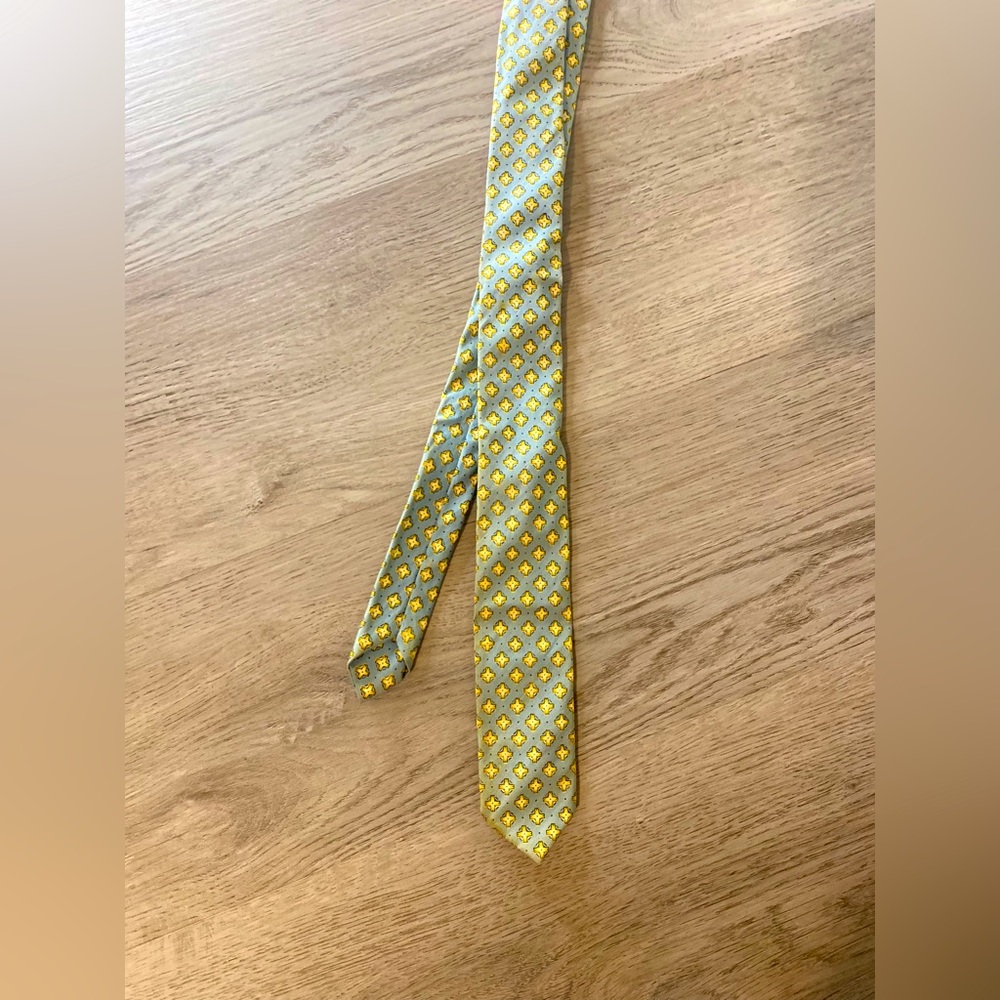 Vintage Wimbley, blue and yellow pattern skinny tie, Men’s Vintage tie, 19080s